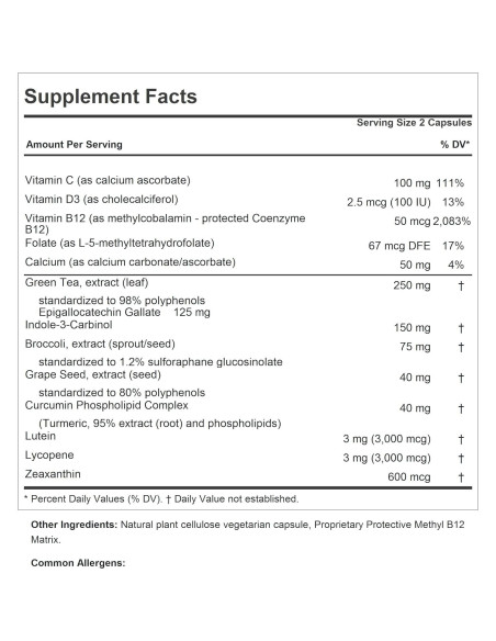 ANDREW LESSMAN Salud del Pecho 30 Cápsulas - Indole-3-Carbinol y Té Verde