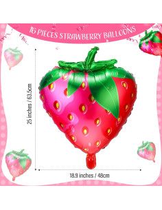 Globos de Aluminio en Forma de Fresa Threan - 16 Pcs 63x48 cm 2