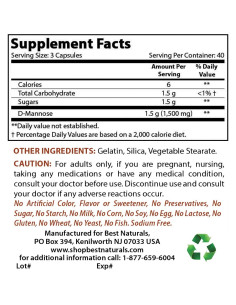 Cápsulas D-Mannosa 1500mg Mejores Naturales - 120 Unidades 2