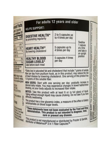 Cápsulas de Fibra Psyllium Member's Mark 2 Pack 800 Unidades