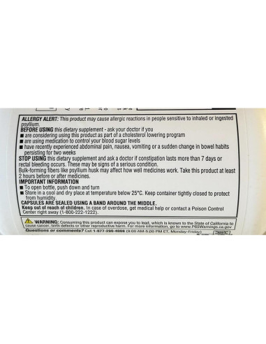 Cápsulas de Fibra Psyllium Member's Mark 2 Pack 800 Unidades