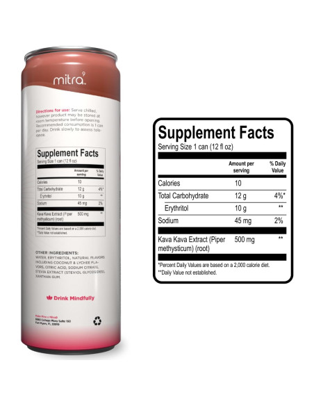 Bebida Espumosa de Kava Mitra9 con Coco y Lichi 355 ml - 12 Unidades