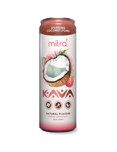 Bebida Espumosa de Kava Mitra9 con Coco y Lichi 355 ml - 12 Unidades