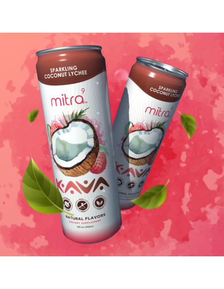 Bebida Espumosa de Kava Mitra9 con Coco y Lichi 355 ml - 12 Unidades