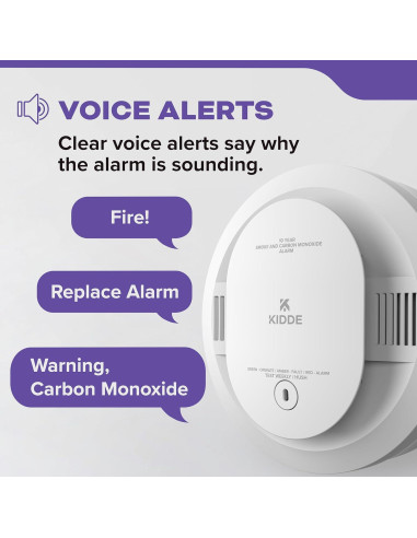 Detector de Humo y Monóxido Kidde 30CUD10-V, Batería 10 Años, Paquete de 2