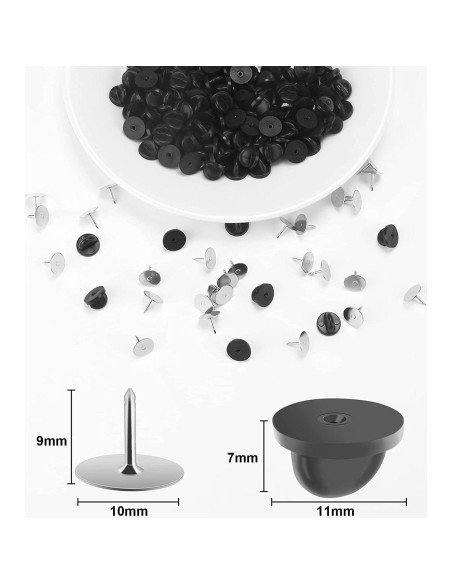 Respaldo de Pin de Goma JANYUN 40 Piezas 11mm Clutch Mariposa