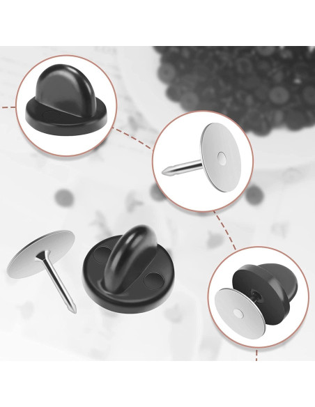 Respaldo de Pin de Goma JANYUN 40 Piezas 11mm Clutch Mariposa