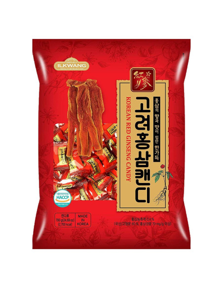 Dulce de Ginseng Rojo Coreano Ilkwang 300g Envuelto Individualmente