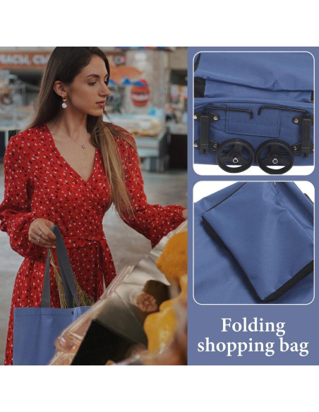 Carrito de Compras Plegable BUGUUYO Azul Oscuro 0.43 kg