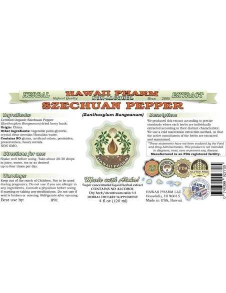 Extracto Líquido de Pimienta de Szechuan Hawaii Pharm 2x60 ml