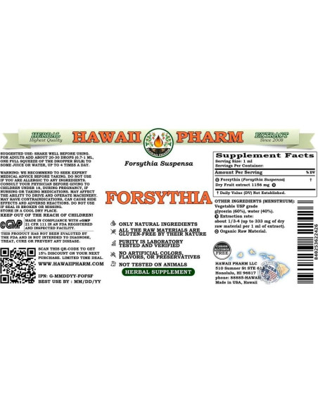 Extracto Líquido de Forsythia Orgánica 60 ml - Hawaii Pharm