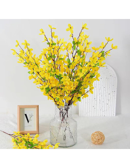 Ramos Artificiales de Flor Forsythia Ferial - 6 Piezas Amarillo 66cm
