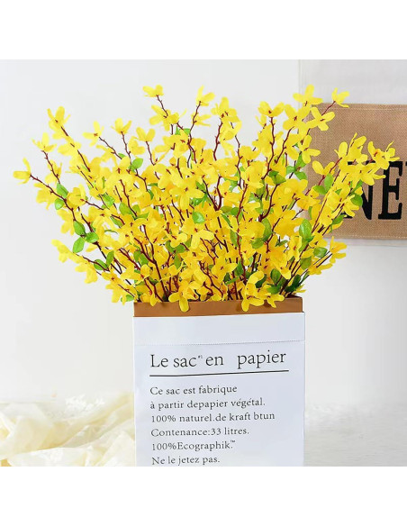 Ramos Artificiales de Flor Forsythia Ferial - 6 Piezas Amarillo 66cm
