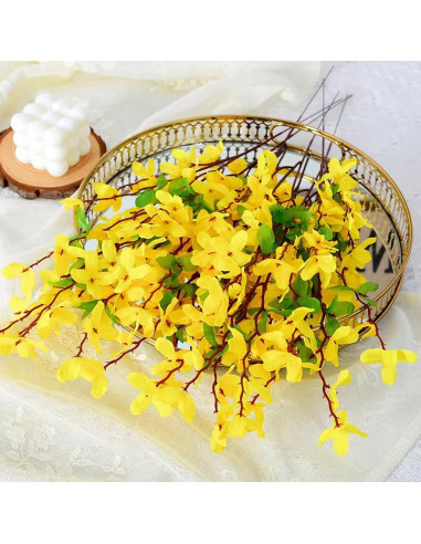 Ramos Artificiales de Flor Forsythia Ferial - 6 Piezas Amarillo 66cm