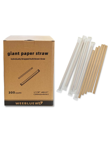300 Pajitas Desechables de Papel WEEBLUEWO 20 cm Biodegradables