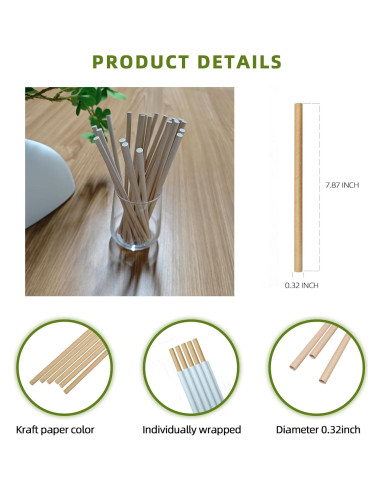 300 Pajitas Desechables de Papel WEEBLUEWO 20 cm Biodegradables