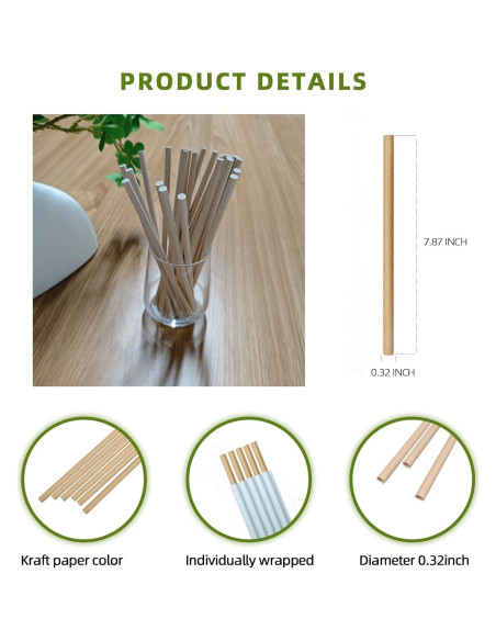 300 Pajitas Desechables de Papel WEEBLUEWO 20 cm Biodegradables