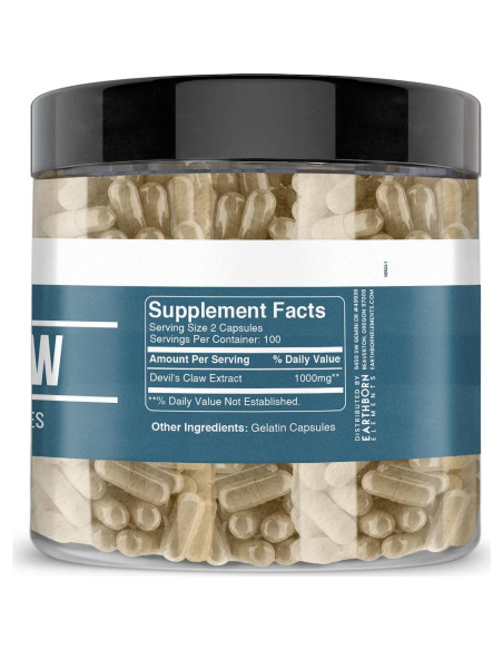 Extracto de Garra del Diablo Earthborn Elements 200 Cápsulas Puro