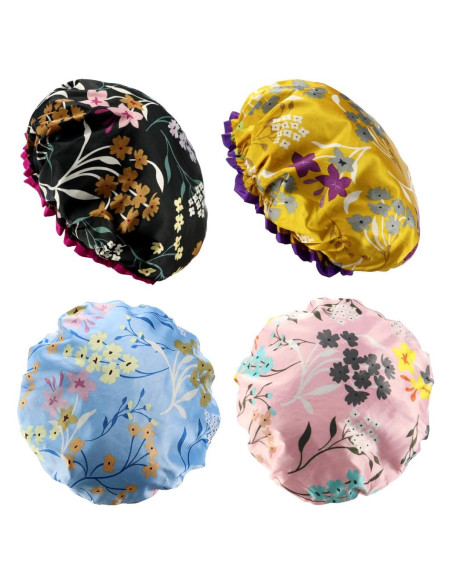 4 Gorros de Ducha Reutilizables Impermeables HuiYouHui