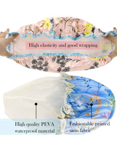 4 Gorros de Ducha Reutilizables Impermeables HuiYouHui