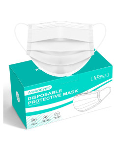 Mascarillas Desechables Blancas 50pcs Assacalynn 3 Capas