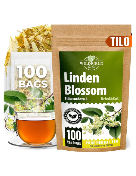 100 Bolsas de Té de Tilo Seco OVVA - 1.5g cada una