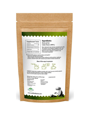 100 Bolsas de Té de Tilo Seco OVVA - 1.5g cada una