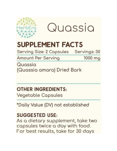 Cápsulas de Quassia Silvestre 500 mg HerbEra - 60 Unidades