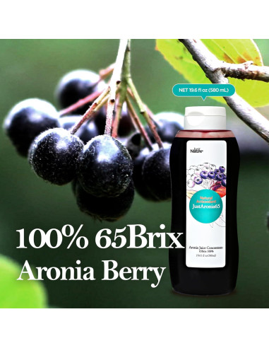 Concentrado de Jugo de Aronia JustNature 580 ml (2 Pack) - 100% Natural