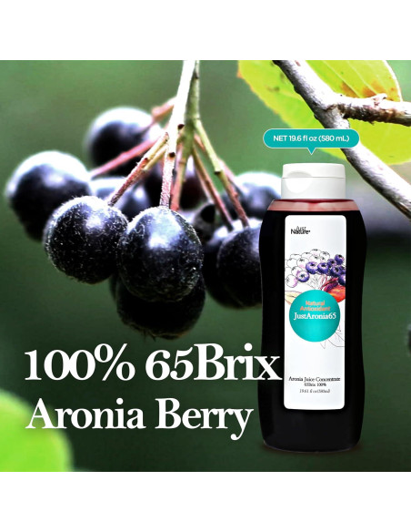 Concentrado de Jugo de Aronia JustNature 580 ml (2 Pack) - 100% Natural
