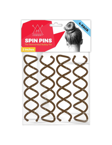 Pasadores Espirales para Cabello HAWWWY Marrón - Pack de 4