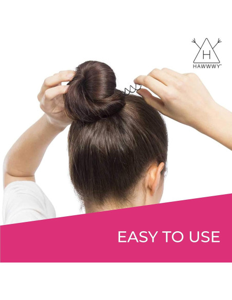 Pasadores Espirales para Cabello HAWWWY Marrón - Pack de 4