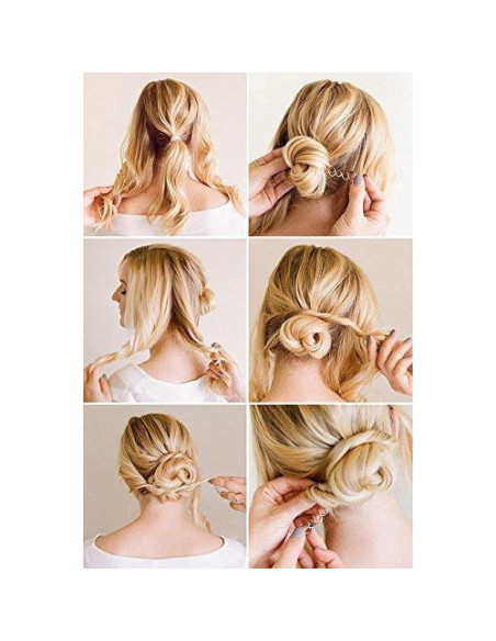 Pasadores Espirales para Cabello HAWWWY Marrón - Pack de 4