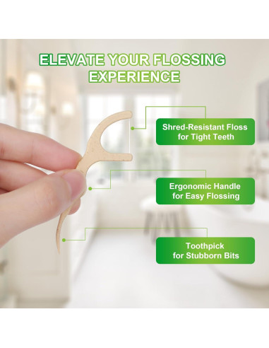 200 Palillos de Hilo Dental Biodegradables Lakeyface Menta