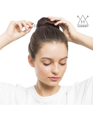 Pasadores Espirales para Cabello HAWWWY Marrón - Pack de 4