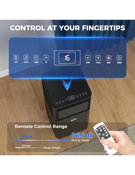 Aire Acondicionado Portátil HOMCOM 8000 BTU 4 en 1 Negro