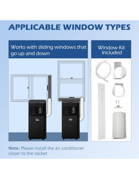 Aire Acondicionado Portátil HOMCOM 8000 BTU 4 en 1 Negro