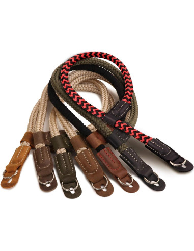 Correa de Muñeca MegaGear de Cuero y Algodón Roja - Compatible DSLR