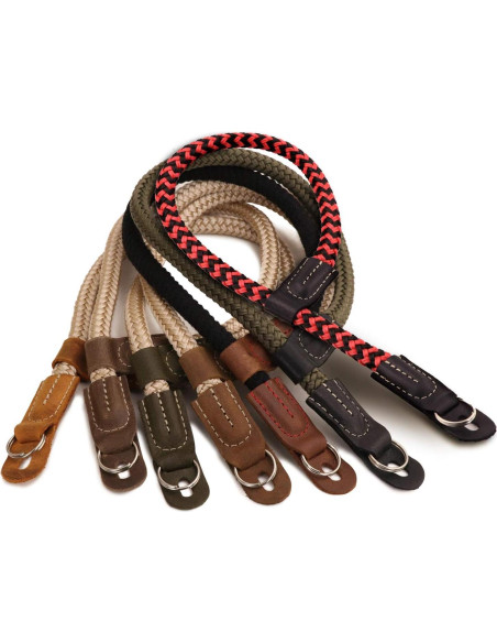 Correa de Muñeca MegaGear de Cuero y Algodón Roja - Compatible DSLR