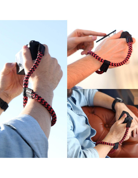 Correa de Muñeca MegaGear de Cuero y Algodón Roja - Compatible DSLR