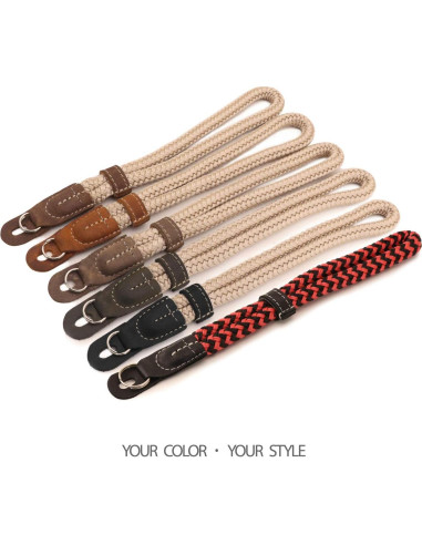 Correa de Muñeca MegaGear de Cuero y Algodón Roja - Compatible DSLR