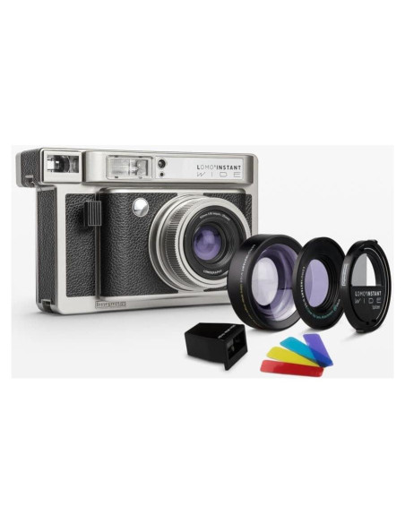 Cámara Instantánea Lomo'Instant Wide con Lentes Cuero Negro