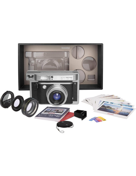Cámara Instantánea Lomo'Instant Wide con Lentes Cuero Negro