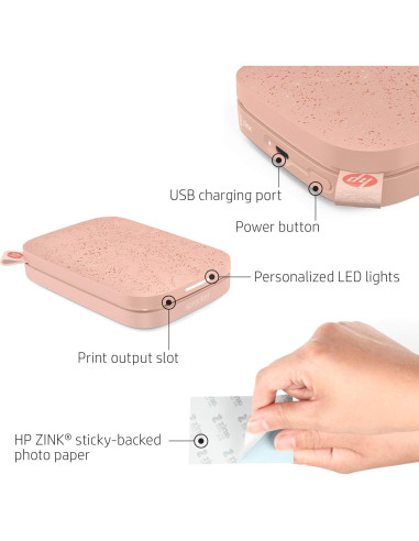 Impresora de Fotos Portátil HP Sprocket Rosa 2x3 Zink