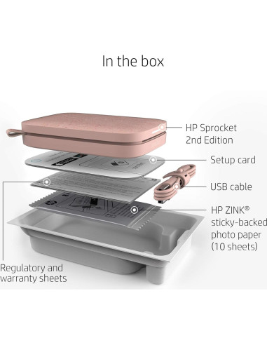 Impresora de Fotos Portátil HP Sprocket Rosa 2x3 Zink