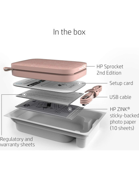 Impresora de Fotos Portátil HP Sprocket Rosa 2x3 Zink