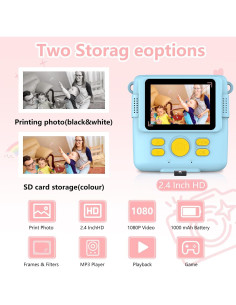 Cámara de Impresión Instantánea Radekly para Niños 1080P Azul 2