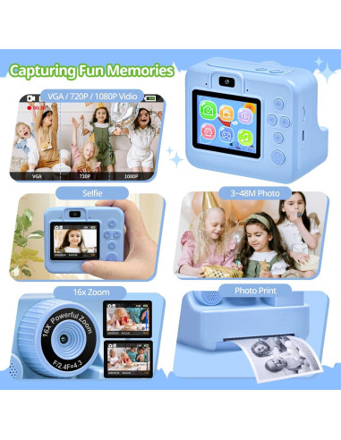 Cámara Instantánea para Niños Shenzhen HTL Azul 1080P HD