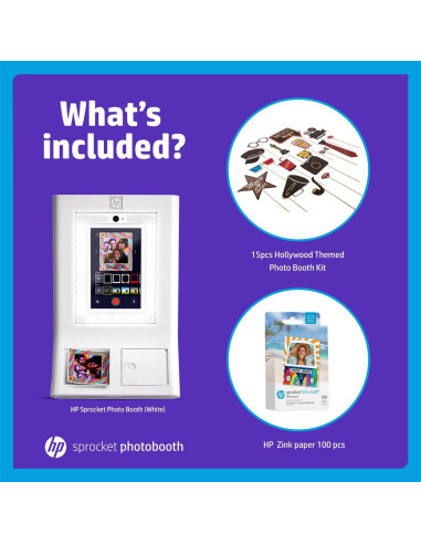 Impresora de Fotos Instantáneas HP Sprocket Blanca + 110 Hojas Zink