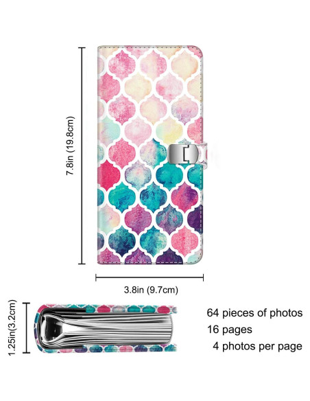 Álbum de Fotos Fintie 64 Bolsillos Cuero Vegan Amor Marroquí